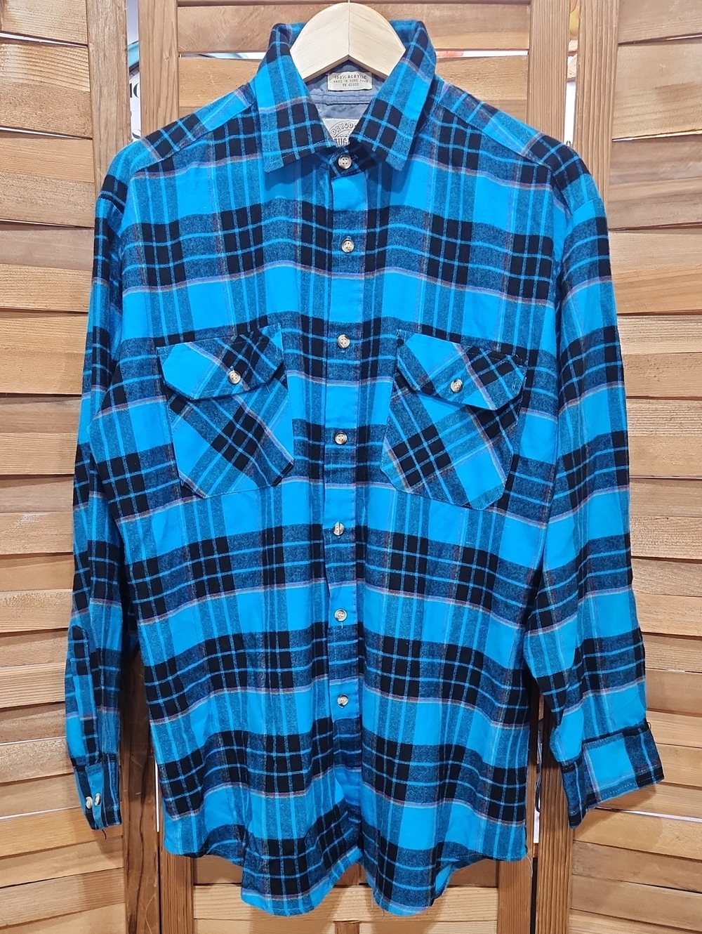 Saugatuck Drygoods Company LTD. Button Down Shirt Long Sleeve Blue Black Men L